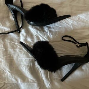 Fashion Nova Black Fur Heels